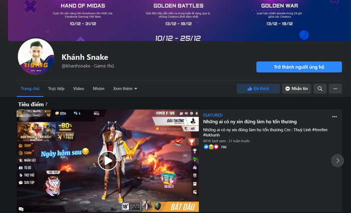 Hiện Khánh đang có Fanpage sở hữu lượng Follow “khủng” với hàng triệu lượt xem stream