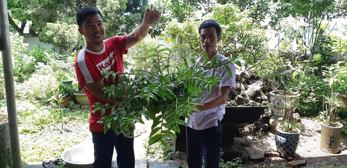 Anh Đỗ Văn Đạt (bên phải) sở hữu vườn lan với diện tích gần 3000m2 khiến nhiều người ngưỡng mộ.