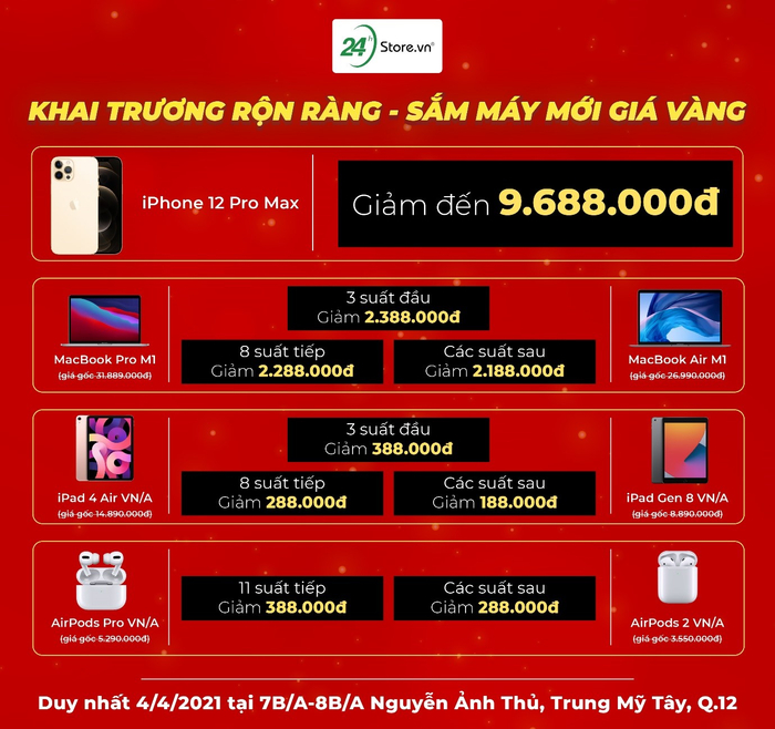 Các dòng sản phẩm Apple mới giảm sốc với siêu phẩm iPhone 12 Pro Max dẫn đầu danh sách