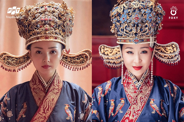 Trình Tiểu Mông và Miêu Phố trong lễ phục địch y thời Tống.