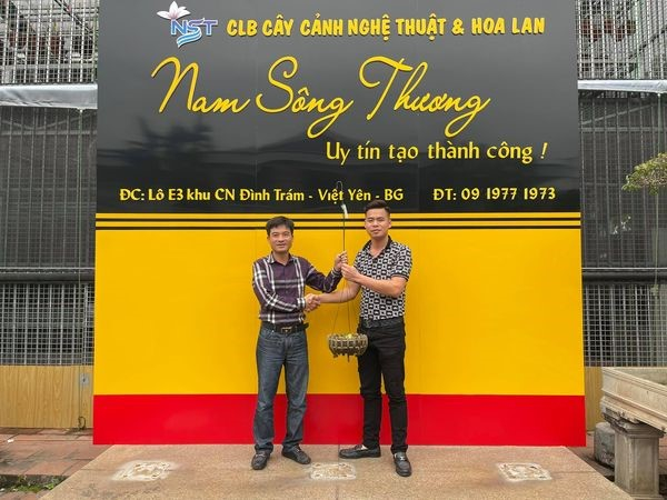 Anh Lưu Quang Hưởng bàn giao giò lan đột biến cho khách