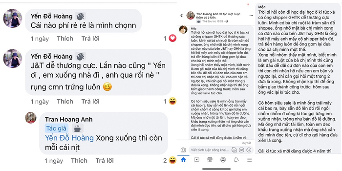 Cộng đồng mạng bày tỏ quan điểm và chia sẻ những câu chuyện và kỉ niệm hài hước với những anh chàng shipper.