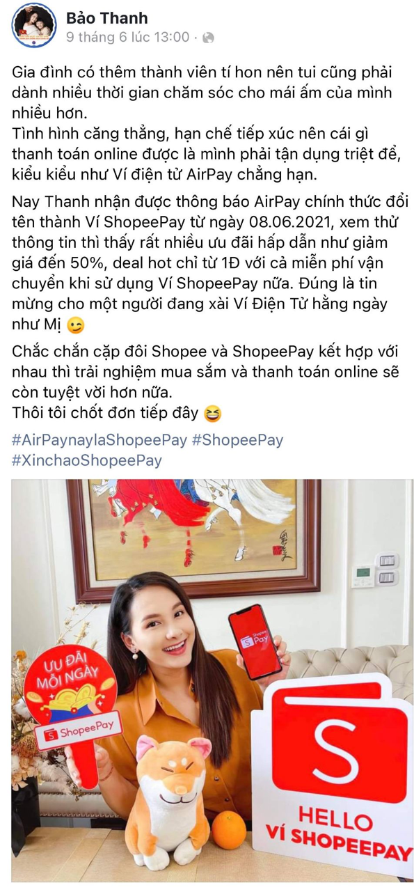 Bảo Thanh có thời gian chăm sóc gia đình nhỏ nhờ sự trợ giúp của ShopeePay