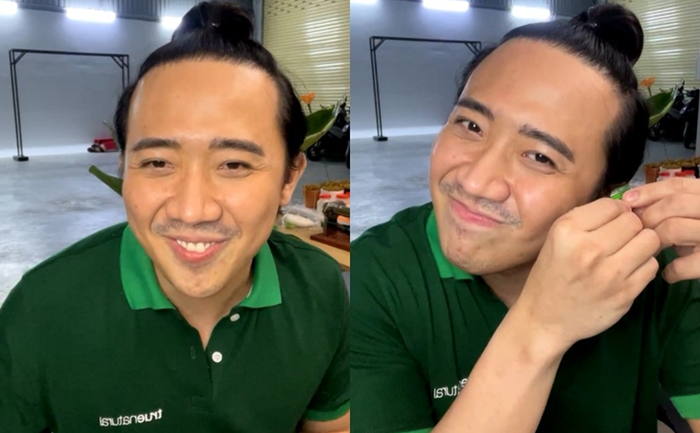 Trấn Thành xuất hiện tràn trề năng lượng, gây chú ý khi mặc chiếc áo thun đồng phục của thương hiệu True Natural hào hứng trò chuyện cùng khán giả.