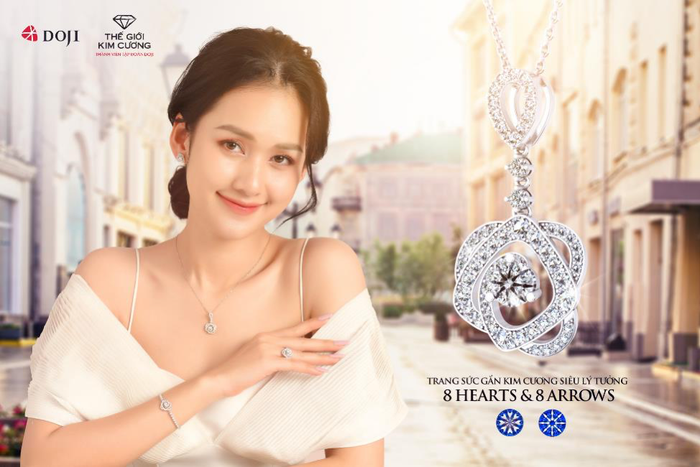 Trang sức Kim cương siêu lý tưởng 8 Hearts & 8 Arrows của DOJI và Thế Giới Kim Cương có mức ưu đãi 15% từ ngày 15-31/7.