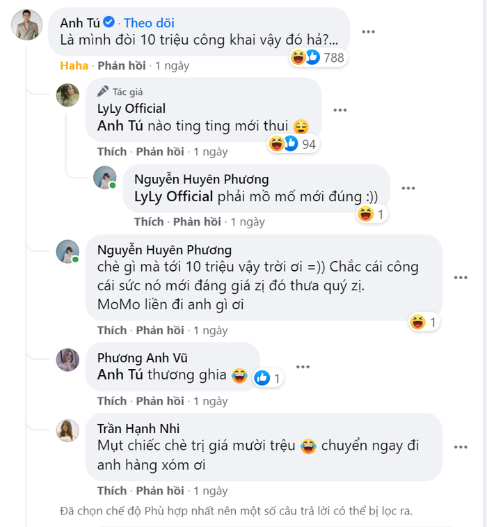 Anh Tú tự “nhột” khi thấy LyLy cover ca khúc chuyển tiền. Ảnh: FB nhân vật.