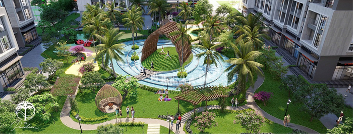 Ngoài khung cửa sổ căn hộ tại The Pavilion - Ốc đảo xanh sinh thái trong lòng Vinhomes Ocean Park là 1,6ha vườn sinh thái với 180 cây cỏ, hoa lá nhiệt đới đa chủng loại