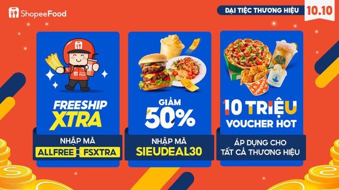 Hôm nay 10.10, ShopeeFood khao bạn đại tiệc món ngon, toàn thương hiệu 'xịn' giá hời