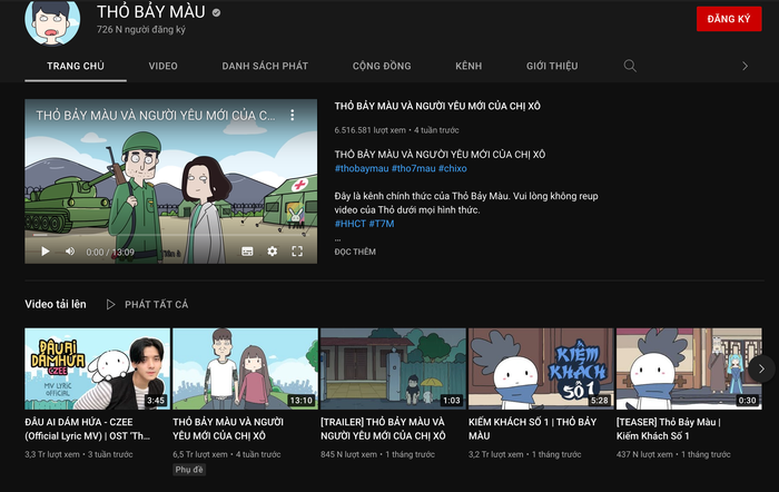 Thỏ Bảy Màu cũng đã rất năng nổ trong tháng 11 và đạt được 624% tăng trưởng toàn kênh với 726 ngàn lượt đăng ký. 