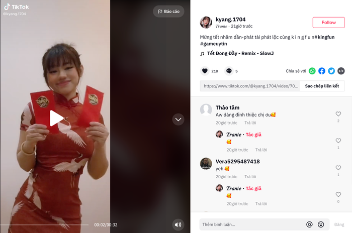 Tiktoker quyến rũ trong bộ sườn xám cover điệu nhảy chào xuân Nhâm Dần.