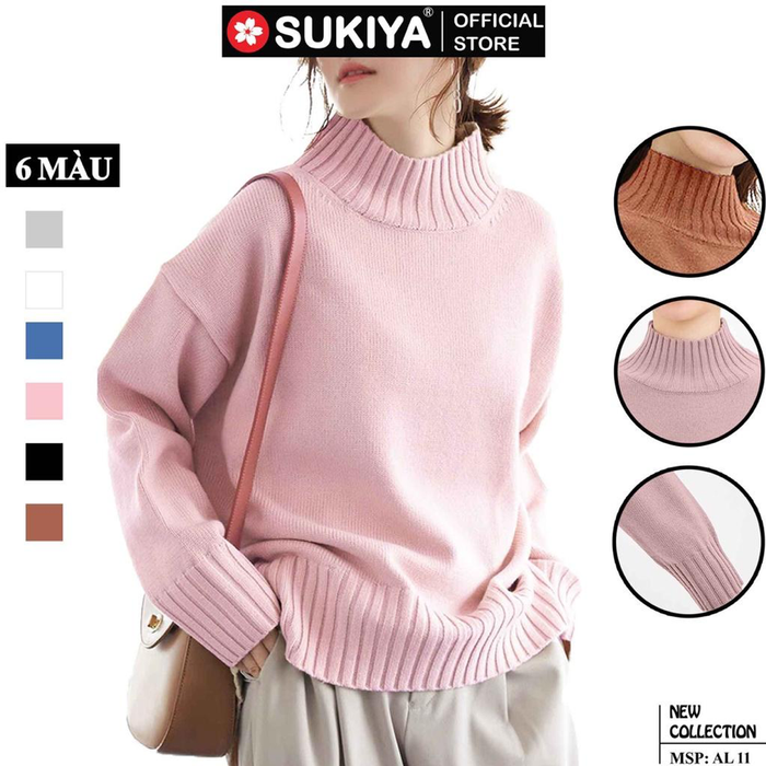 Áo len cổ cao từ thương hiệu SUKIYA dễ dàng phối đa dạng phong cách sẽ là gợi ý hay ho giúp càng nàng trông càng “đỏm dáng” trong những ngày Tết.