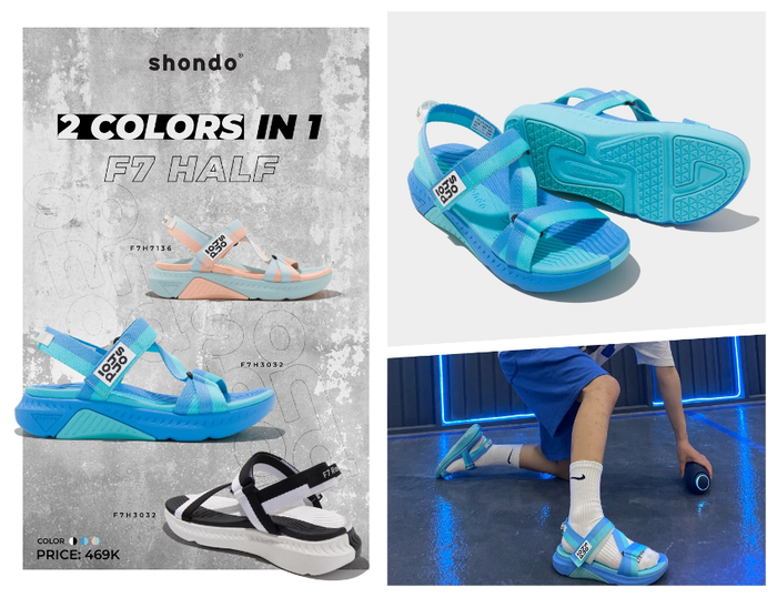 Những đôi sandal hai tông màu như F7 Racing Half rất dễ để phối đồ, phù hợp với cả nam và nữ
