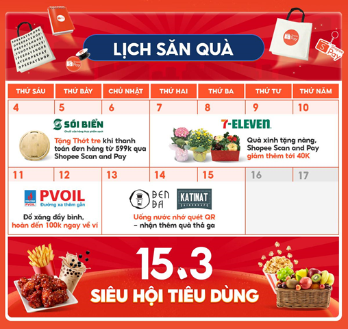 Ghi chú ngay vào điện thoại “lịch săn quà” của Shopee Scan & Pay để không bỏ lỡ bất kỳ ưu đãi nào