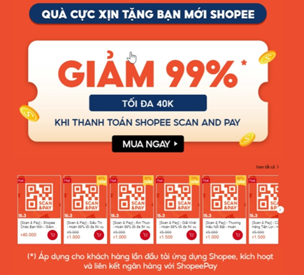 ShopeePay tặng quà cho bạn mới tới 40K khi lần đầu thanh toán bằng Scan & Pay