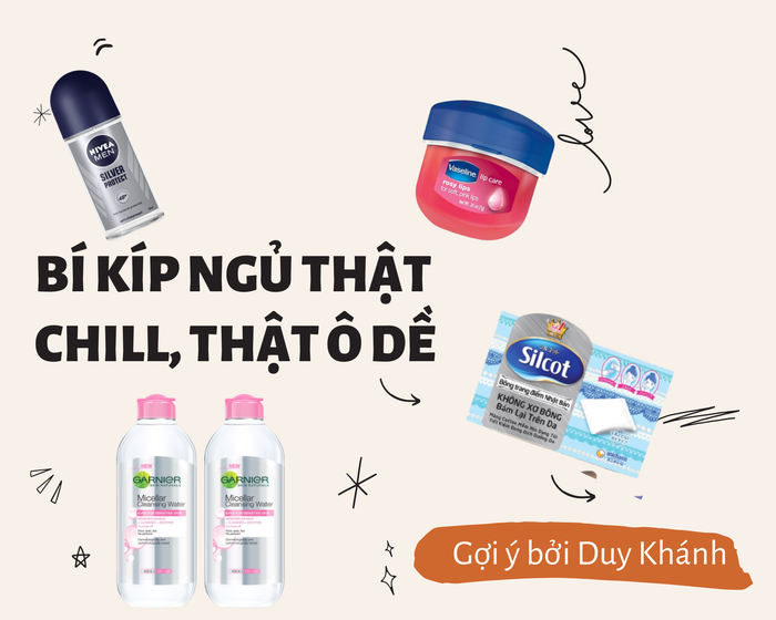 Sáp dưỡng môi Vaseline, Lăn khử mùi Nivea Men, Nước tẩy trang Garnier, Bông tẩy trang Silcot là những sản phẩm chất lượng được Duy Khánh ưu ái tin dùng.