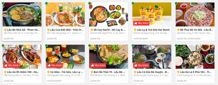 Chỉ cần tìm từ khóa dung dị là “lẩu”, ShopeeFood sẽ gợi ý cho bạn vô vàn loại lẩu từ các quán khác nhau