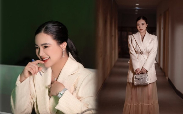 'Lên đồ' sương sương, Chị Ông Địa xách túi 1,5 tỷ đi chấm thi hoa hậu Ảnh 2