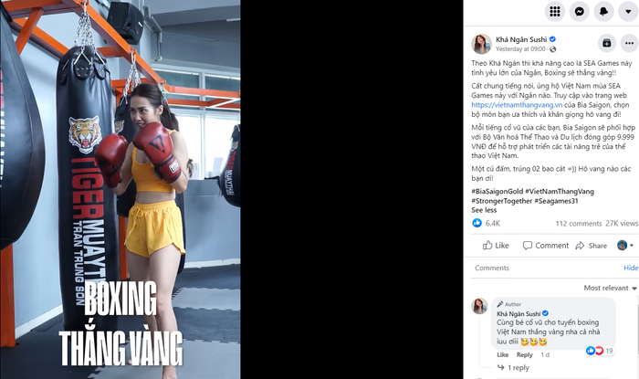 Boxing girl Khả Ngân đóng vai trò cổ động viên quan trọng cho SEA Games lần này