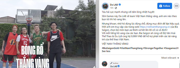 Những chàng trai Da LAB cổ vũ nhiệt tình cho đội tuyển bóng rổ Việt Nam