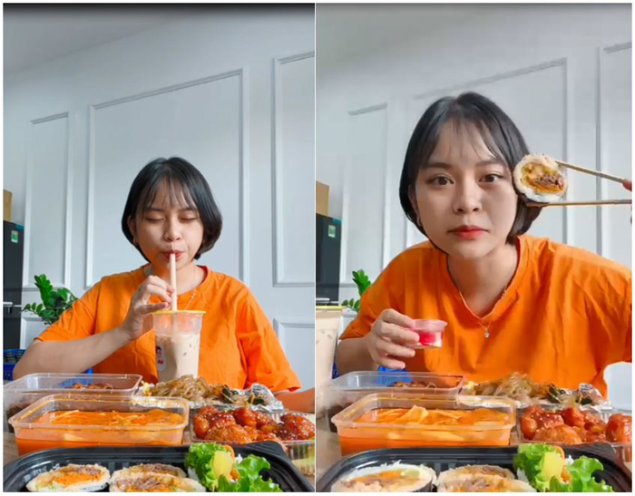 Tưởng đã no căng nhưng ai ngờ mới ăn “sương sương thôi! Cô nàng tiếp tục đặt vào bàn tiệc tokbokki, gà rán Hàn Quốc và “tà tưa” trong sự ngỡ ngàng của con dân xem video. 