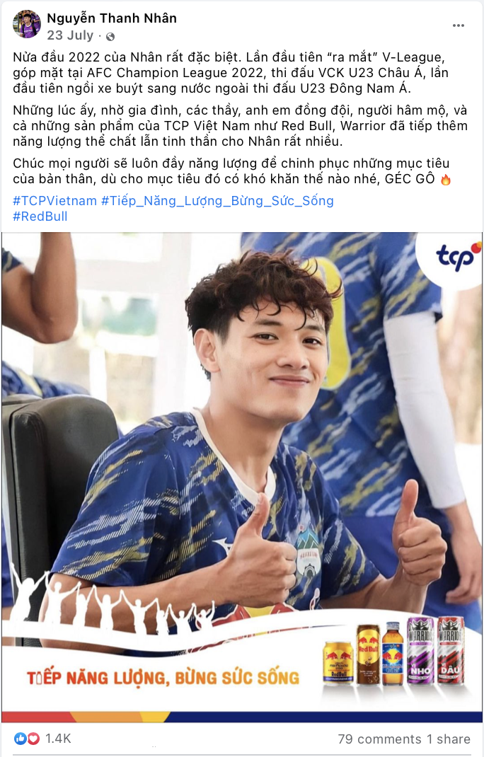 Thanh Nhân được tiếp năng lượng từ những sản phẩm của TCP Việt Nam để có thể duy trì thể lực, tinh thần trên hành trình khẳng định bản thân