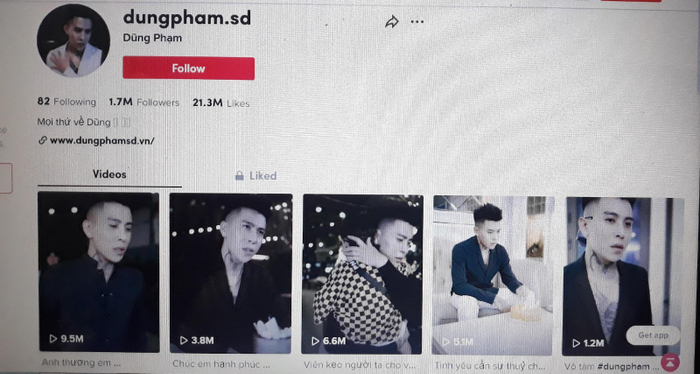 Trang cá nhân trên Tiktok của Dũng Phạm (Ảnh chụp ngày 02/10/2022)