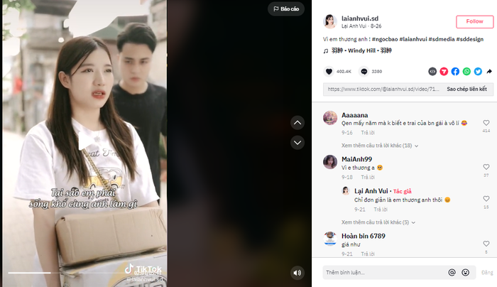 Mỗi clip trên kênh TikTok của Lại Anh Vui là một câu chuyện ý nghĩa