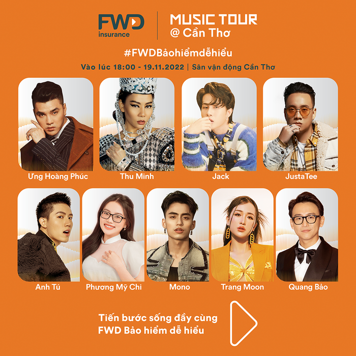 FWD Music Tour Cần Thơ hội tụ dàn sao được yêu mến hàng đầu hiện nay.