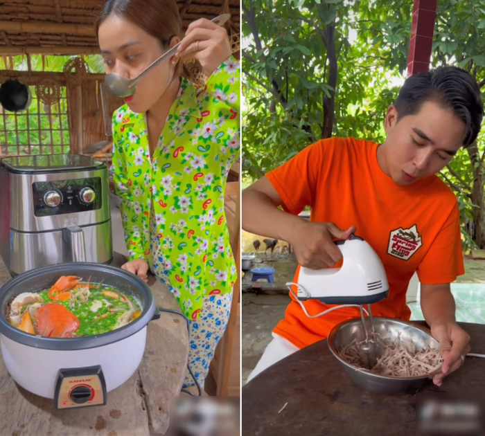 Cô bạn Huyền Phi hào hứng livestream khoe bộ đôi nồi chiên không dầu và nồi lẩu điện chính hãng mà mình săn được trên Shopee. Chẳng hề kém cạnh, MC Thanh Nhí cũng trổ tài làm chà bông bằng máy đánh trứng Philips vừa “tậu” được với giá hời.