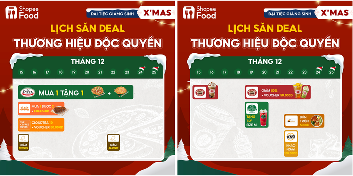 Loạt deal độc quyền sẽ được bật mí trên trang ShopeeFood, bí quyết để có bữa tiệc Giáng Sinh thịnh soạn với “hầu bao” hạn hẹp ngày cuối tháng là đây chứ đâu!