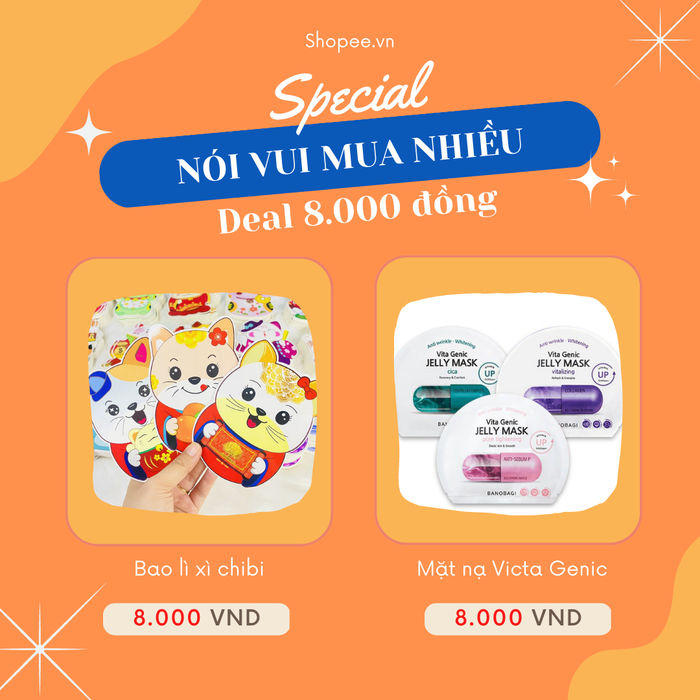 Loạt deal 8.000 đồng “Phát tài phát lộc” dành riêng cho người dùng Shopee sẽ được tung ra trong chương trình.