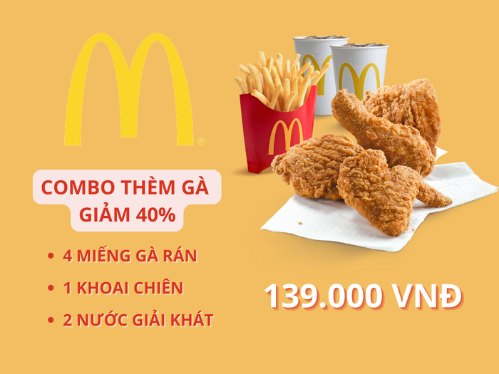 Được chế biến theo công thức độc quyền, món gà rán McDonald's với lớp da giòn tan và hương vị độc đáo thấm trong từng thớ thịt sẽ mang đến cho bạn một trải nghiệm hoàn toàn mới về món gà rán ngon chuẩn Mỹ, càng ăn càng ghiền!