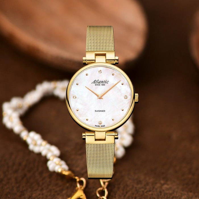 Đồng hồ nữ Atlantic với thiết kế dây lưới với phong cách hiện đại, tinh tế và sang trọng