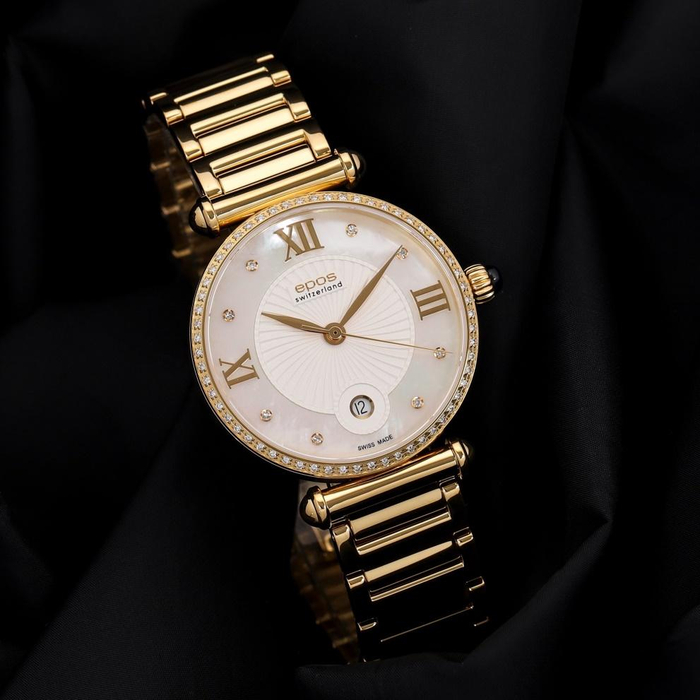 Thiết kế đồng hồ nữ Epos sang trọng với những viên kim cương tự nhiên mang lại sự quý phái cho phái nữ
