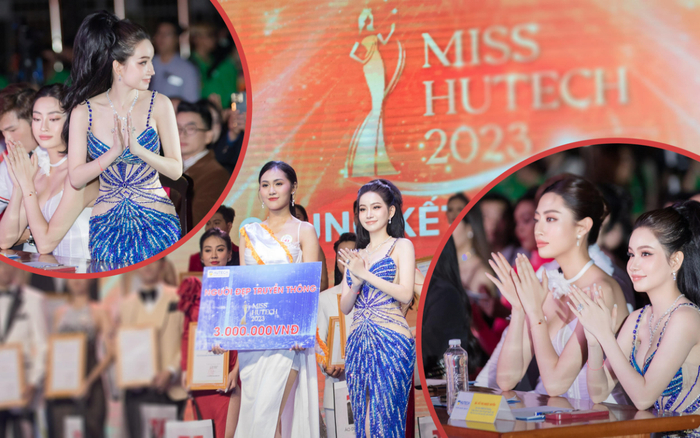 Á hậu - Doanh nhân Huyền Cò gây chú ý với trang sức kim cương 'khủng' khi ngồi ghế nóng Miss Hutech 2023 Ảnh 2