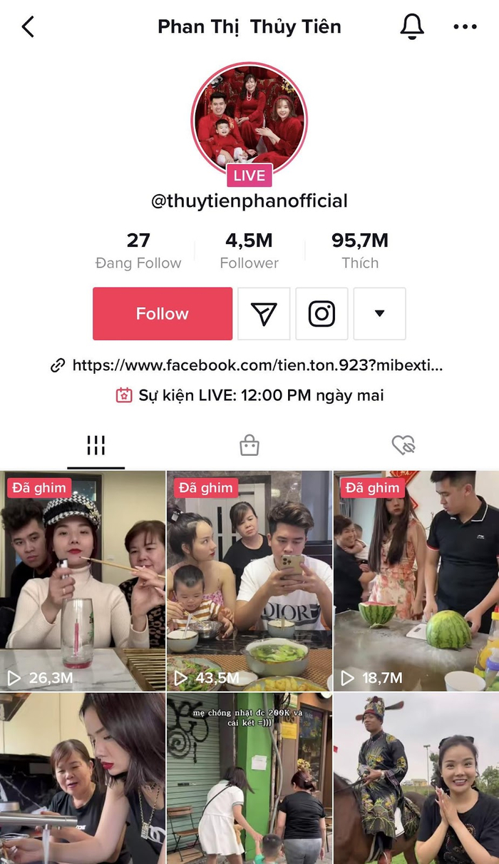 Kênh TikTok của Thuỷ Tiên