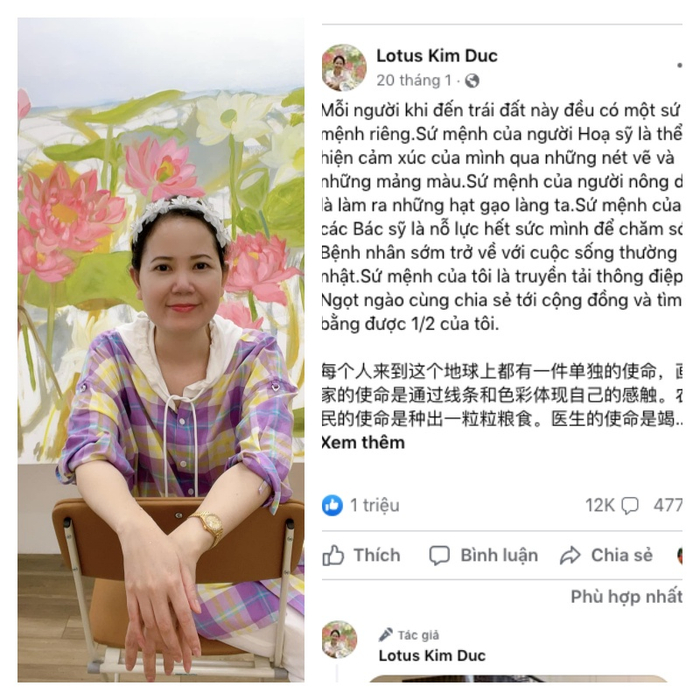 Bài chia sẻ của họa sỹ Kim Đức thu hút hơn 1 triệu lượt like, hơn 12 nghìn lượt bình luận.