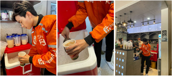 Độc lạ Buôn Ma Thuột: Thấy cửa hàng “nổ đơn” trà sữa liên tục, các anh shipper cũng nhiệt tình hỗ trợ mỗi người một tay.