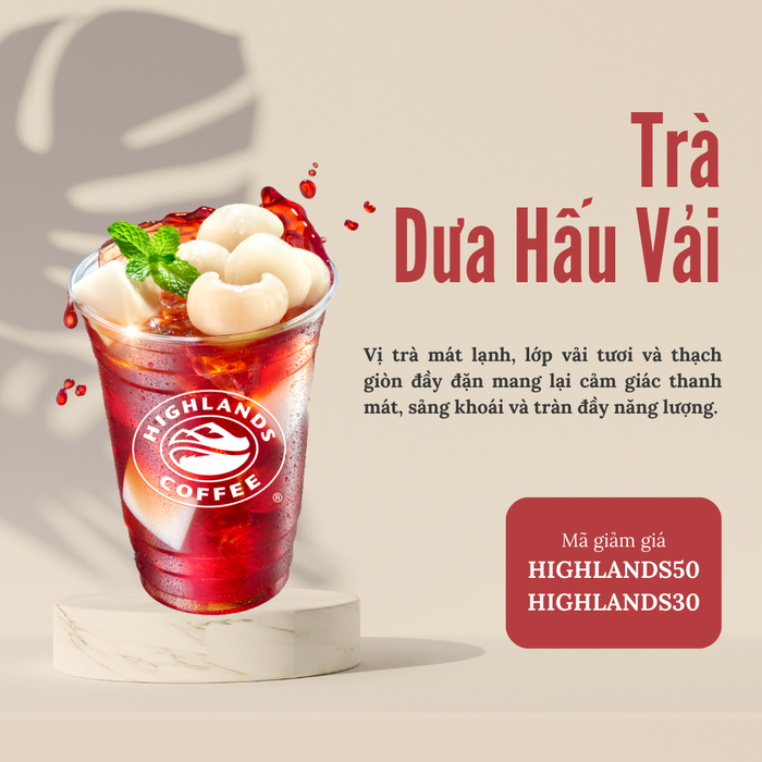 Siêu phẩm Trà Dưa Hấu Vải của Highlands Coffee chỉ “lên sóng” trong hè này, bạn đừng bỏ lỡ cơ hội thưởng thức món trà mới nhất với giá sốc chỉ 1 đồng nhé!