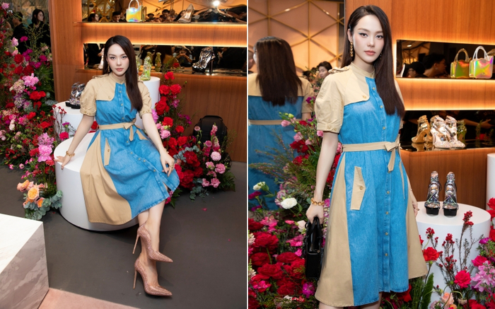 Nữ ca sĩ diện đôi giày cao gót mũi nhọn của Le Silla với thiết kế lớp đính đá vô cùng lấp lánh và độc đáo. Đôi giày trị cao cấp của thương hiệu này như tăng thêm sự đẳng cấp cho bộ sưu tập thời trang của cô. 