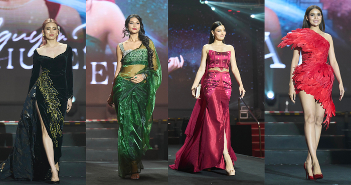 Huấn luyện viên Thanh Huyền cùng dàn người đẹp Hoa hậu Hoàn vũ nước bạn.