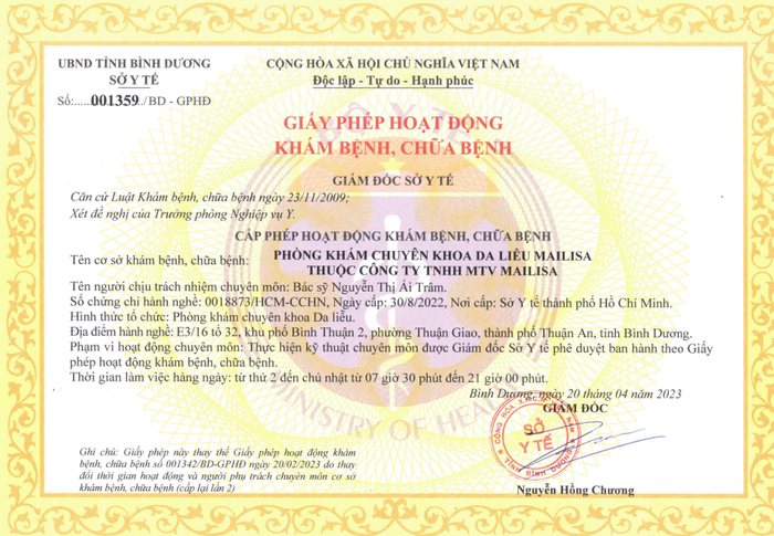  Mailisa Bình Dương có giấy phép hay không? Thực hư thế nào? Ảnh 1
